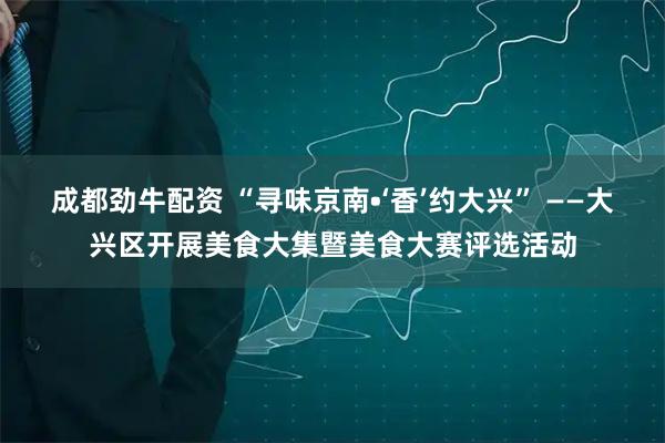 成都劲牛配资 “寻味京南•‘香’约大兴” ——大兴区开展美食大集暨美食大赛评选活动
