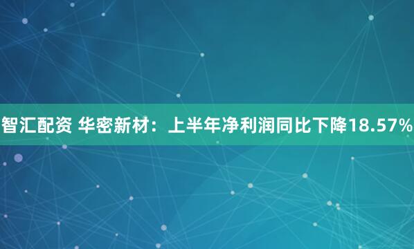 智汇配资 华密新材：上半年净利润同比下降18.57%