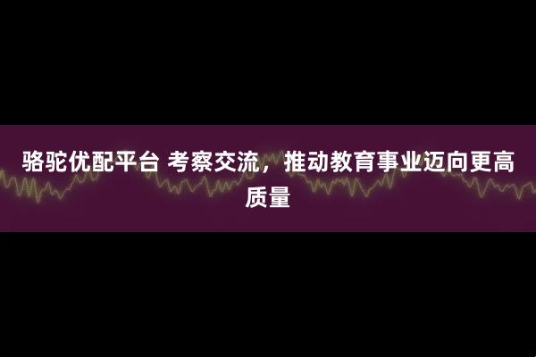 骆驼优配平台 考察交流，推动教育事业迈向更高质量